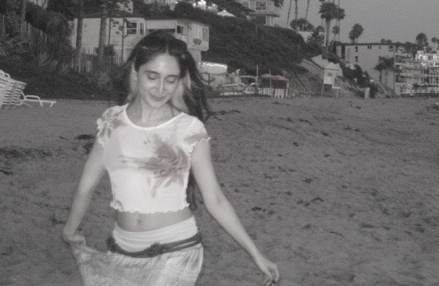 Black and white photo from a day at the beach.